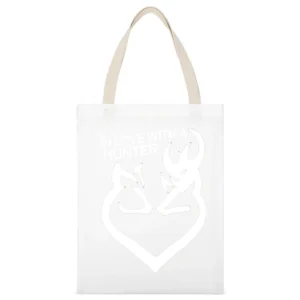 In Love With A Hunter Fun Cute Deer Heart Browning Graphic Tee Shirt White Canvas Tote Shopping Bag
