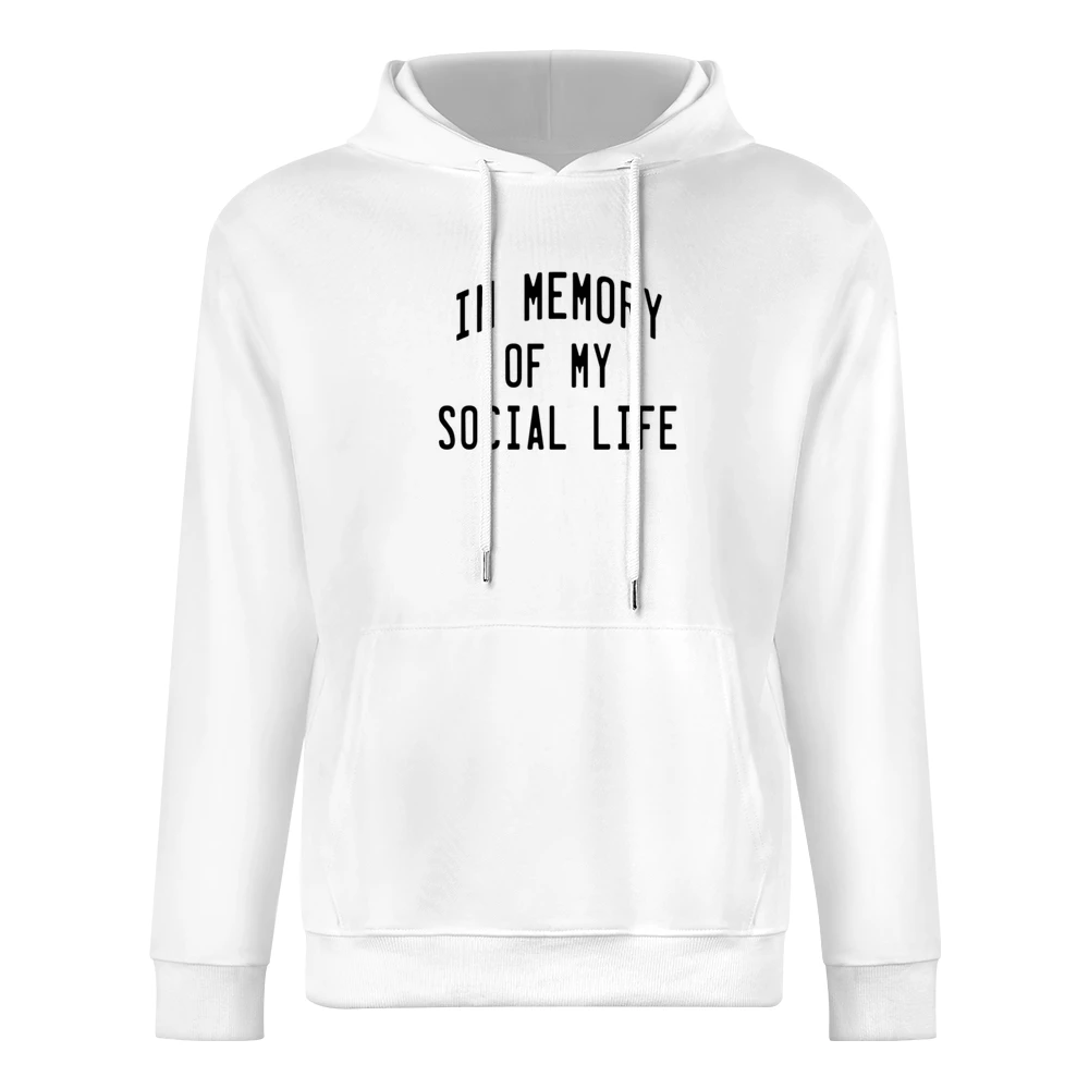 In Memory Of My Social Life Funny Graphic European Size Men Hoodie