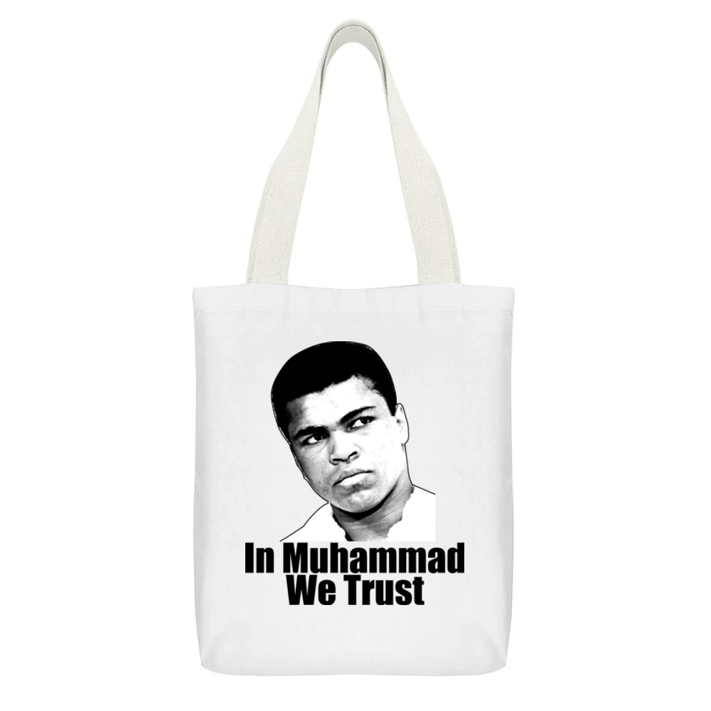 In Muhammad We Trust White Canvas Tote Shopping Bag With Interior Pocket