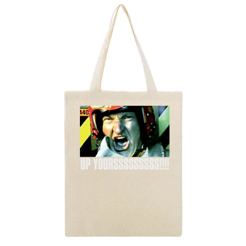 Independece Day Russell Casse Up Yourssssssss Beige Canvas Tote Shopping Bag