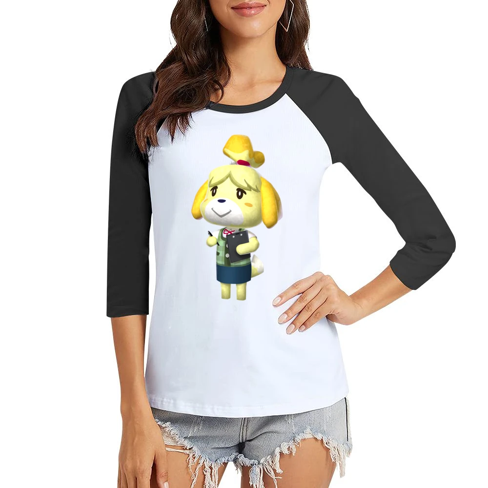 Isabelle From Animal Crossing Nintendo Character Video Game Fan T Shir Women Ladies 3-4 Sleeve T-Shirt