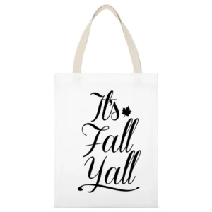 Its Fall Yall Fun Country Southern Graphic White Canvas Tote Shopping Bag