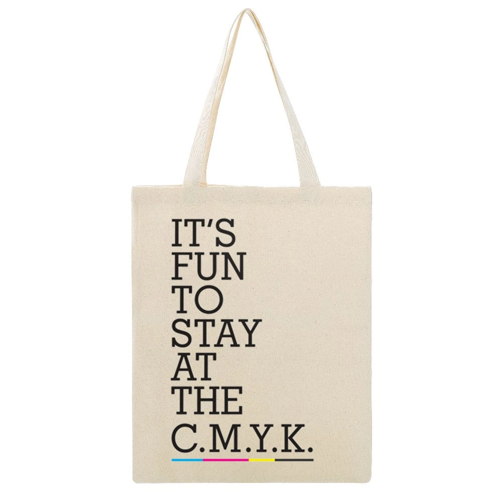 Its Fun To Stay At The CMYK Graphic Designer Tee Shirt Beige Canvas Tote Shopping Bag