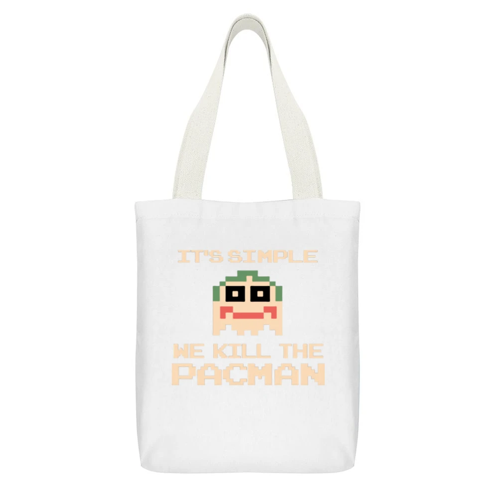It's Simple White Canvas Tote Shopping Bag With Interior Pocket