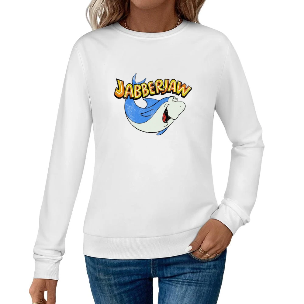 Jabberjaw Fun Cool Vintage Style Distressed Graphic Retro Tv Show T Sh Women Pullover Sweatshirt