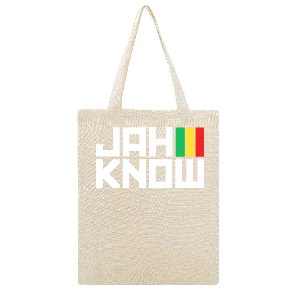 Jah Know Reggae Beige Canvas Tote Shopping Bag