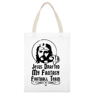 Jesus Drafted My Fantasy Football Team White Canvas Tote Shopping Bag