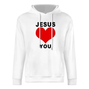 Jesus Loves You Fun Heart Graphic Tee Shirt European Size Men Hoodie