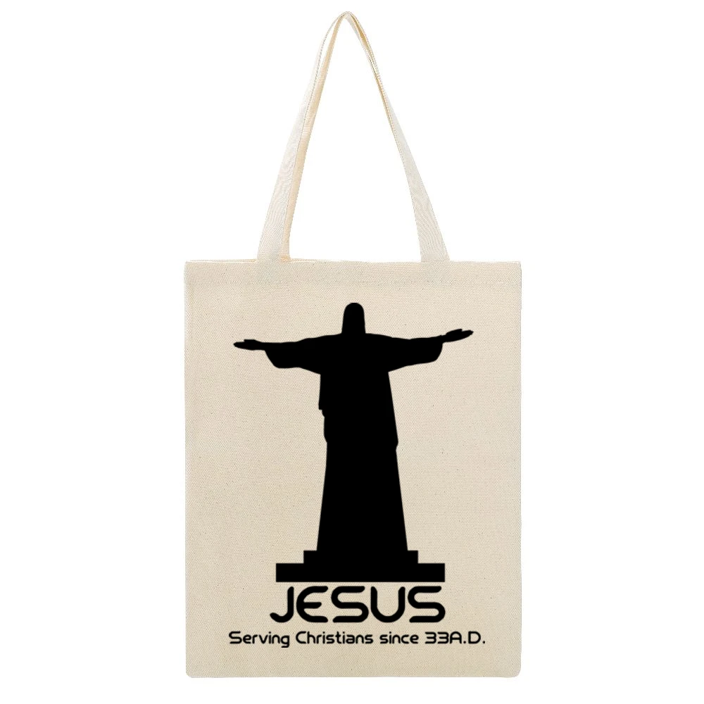 Jesus Serving Christians Funny Religious Beige Canvas Tote Shopping Bag