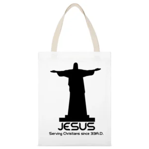 Jesus Serving Christians Funny Religious White Canvas Tote Shopping Bag