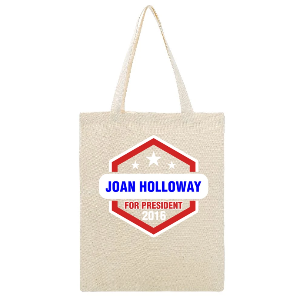 Joan Holloway For President 2016 Mad Men TV Show Beige Canvas Tote Shopping Bag