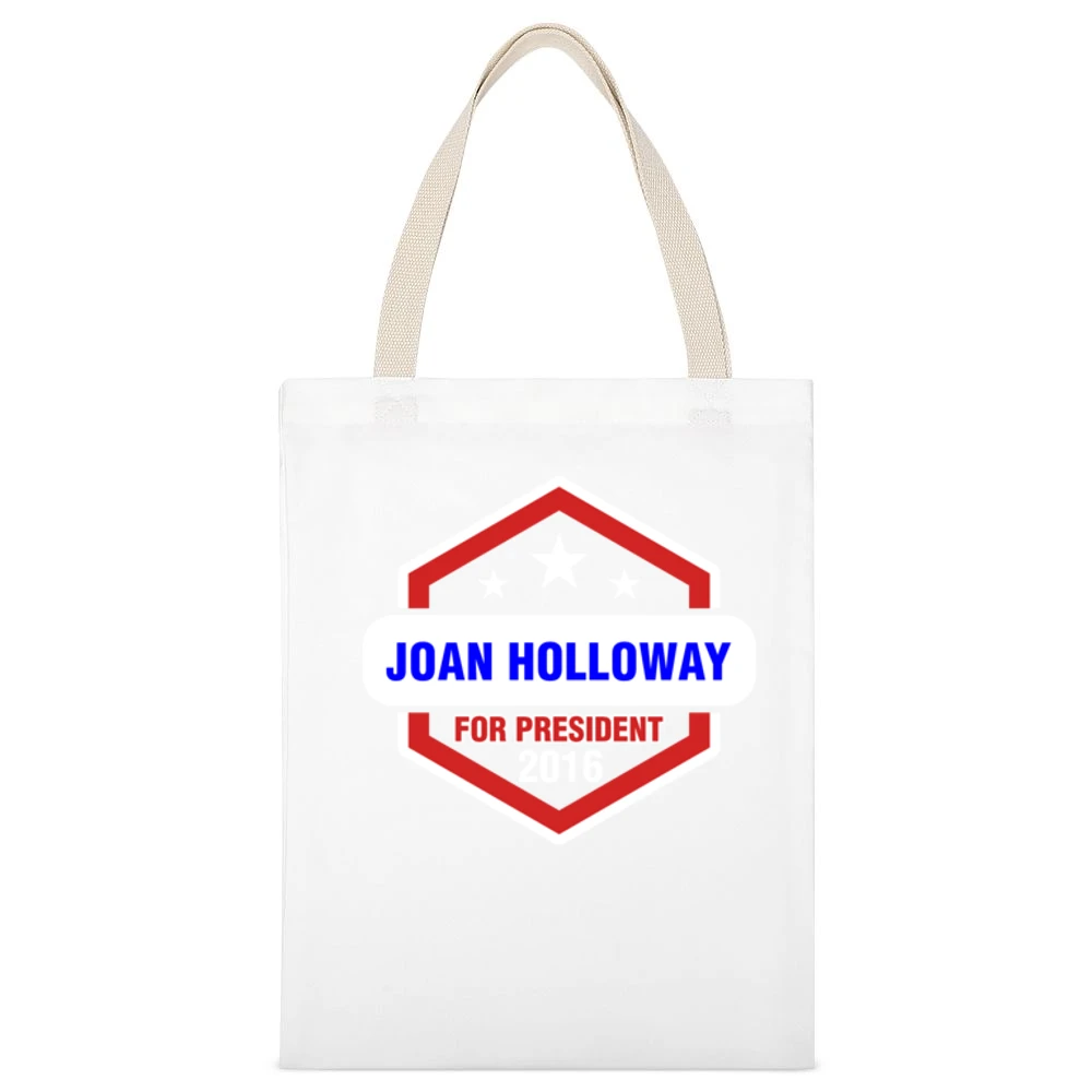 Joan Holloway For President 2016 Mad Men TV Show White Canvas Tote Shopping Bag