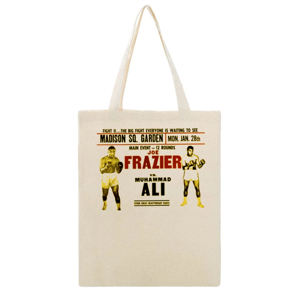 Joe Frazier Vs Muhammad Ali II 1974 Beige Canvas Tote Shopping Bag