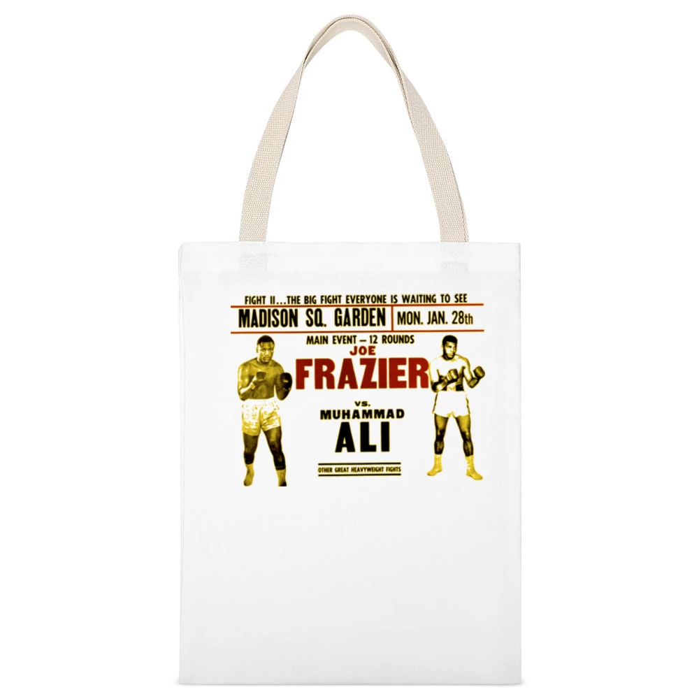 Joe Frazier Vs Muhammad Ali II 1974 White Canvas Tote Shopping Bag
