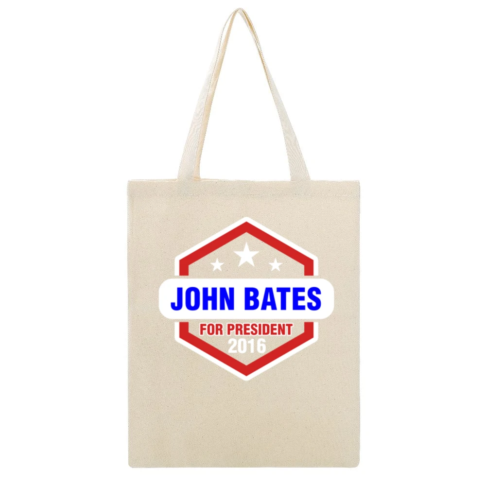John Bates For President 2016 Downton Abbey TV Show Beige Canvas Tote Shopping Bag