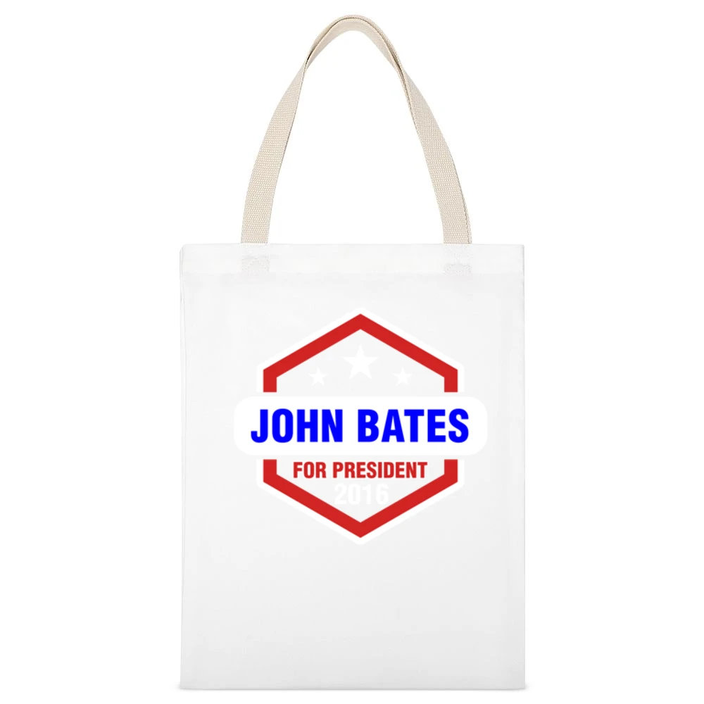 John Bates For President 2016 Downton Abbey TV Show White Canvas Tote Shopping Bag