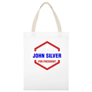 John Silver For President 2016 Black Sails TV Show White Canvas Tote Shopping Bag