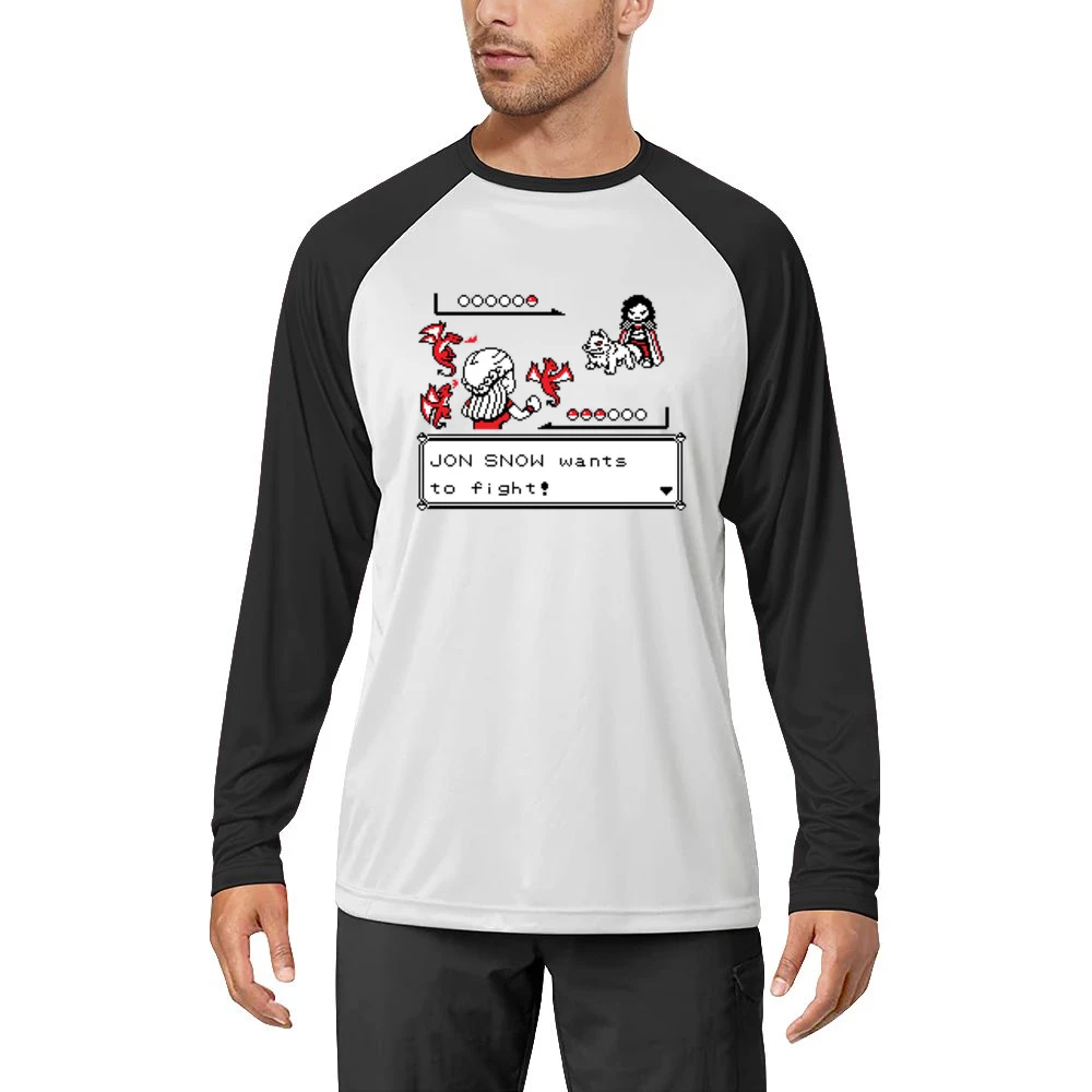 Jon Snow Wants To Fight Funny Pokemon Battle Game Of Thrones GoT TV Sh Men Long Sleeve T-Shirt