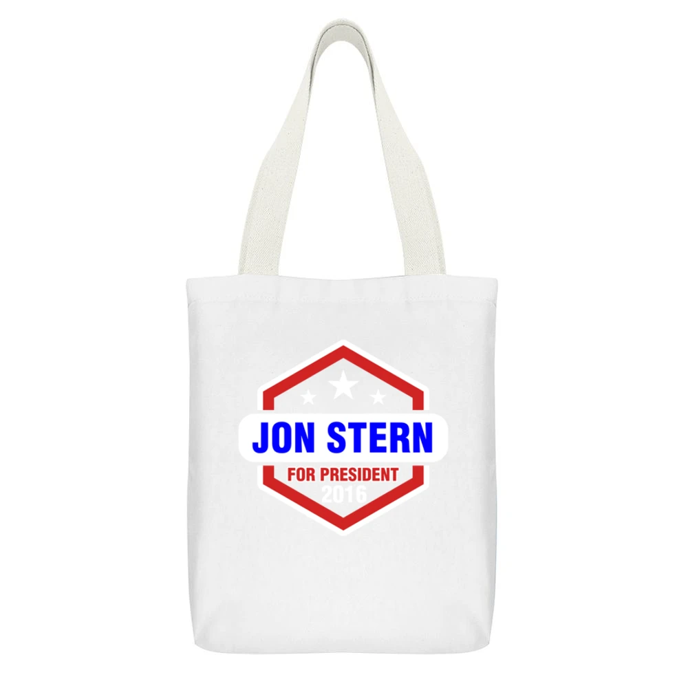 Jon Stern For President 2016 Rectify TV Show White Canvas Tote Shopping Bag With Interior Pocket