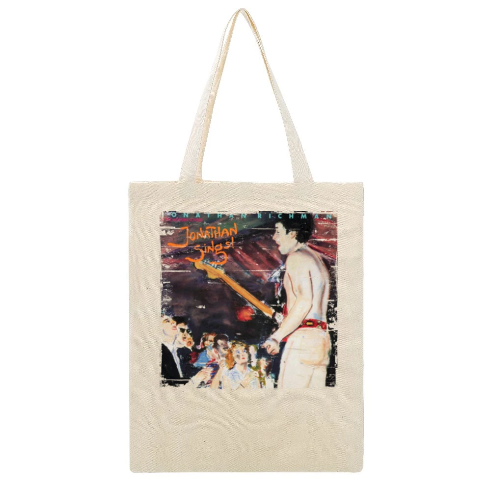 Jonathan Richman Jonathan Sings Album Cover Distressed Image Beige Canvas Tote Shopping Bag