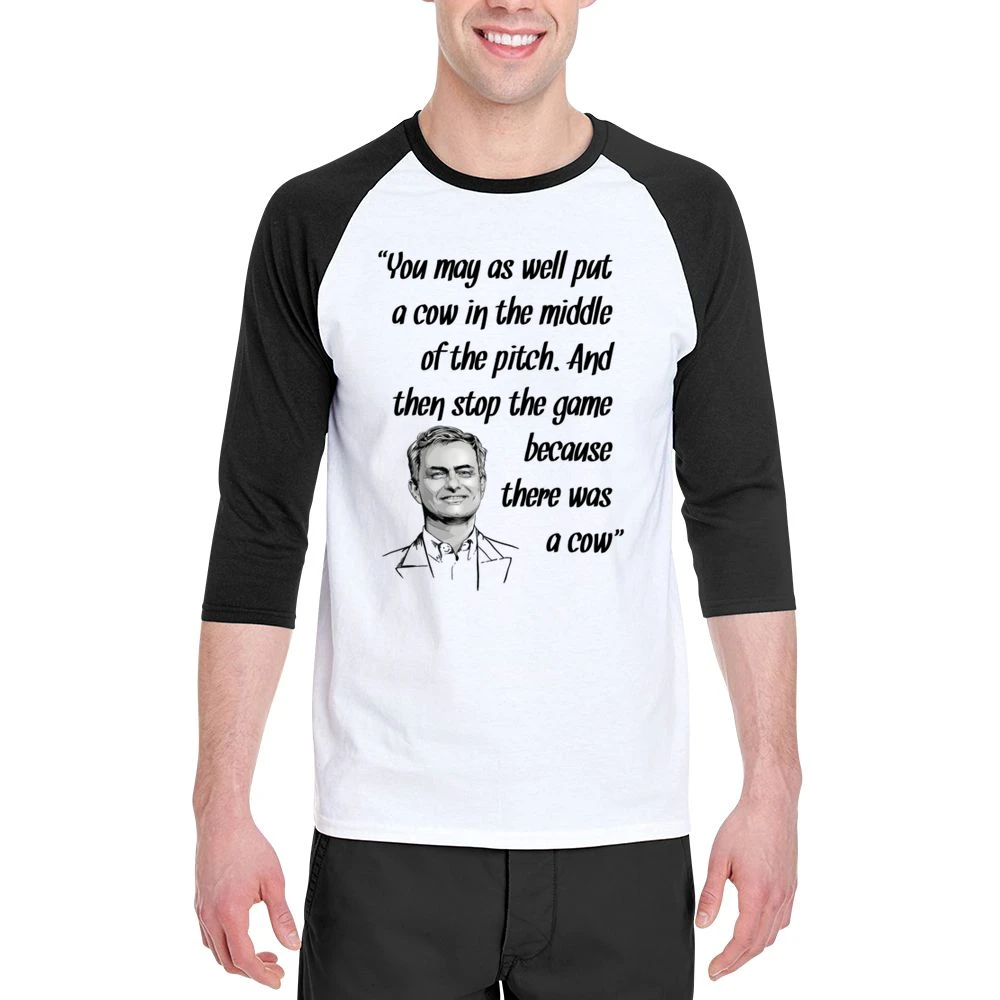 Jose Mourinho Best Quotes Put A Cow On Pitch Soccer Football Men 3/4 Sleeve T-Shirt