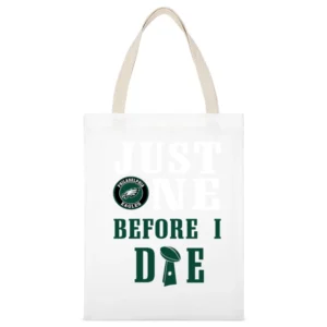 Just One Before I Die Football Team Philadelphia White Canvas Tote Shopping Bag