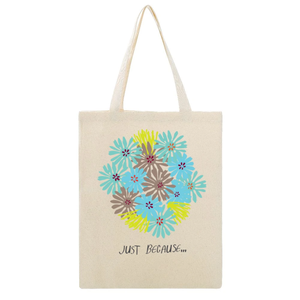 Just because blooming colour flowers Beige Canvas Tote Shopping Bag