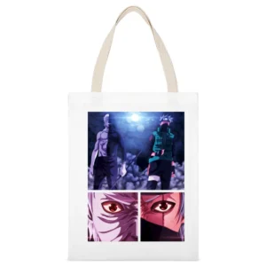 Kakashi hatake Obito Uchiha 2 sharingan eyes kamui Naruto shippuden a White Canvas Tote Shopping Bag