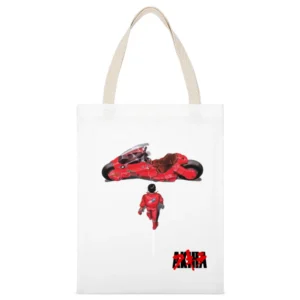Kaneda and bike Akira Japanese manga series Katsuhiro Otomo anime mang White Canvas Tote Shopping Bag