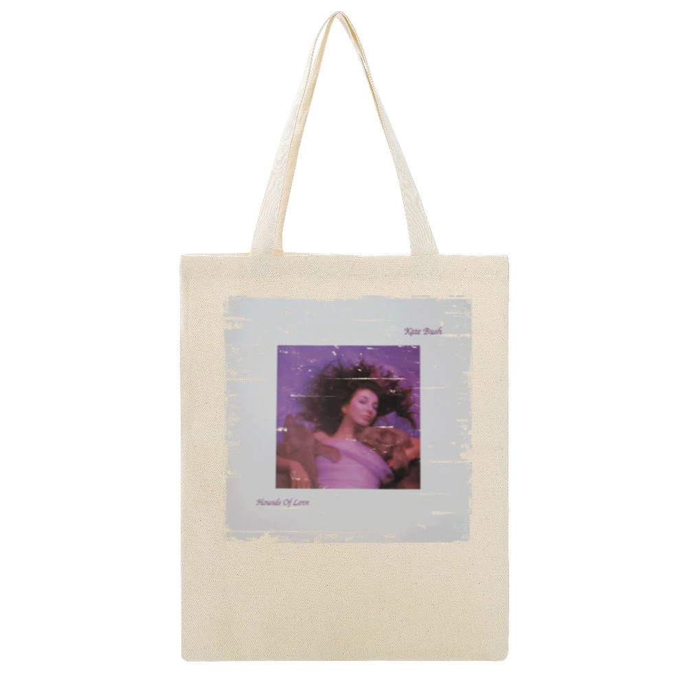 Kate Bush Hounds Of Love Album Cover Distressed Image Beige Canvas Tote Shopping Bag