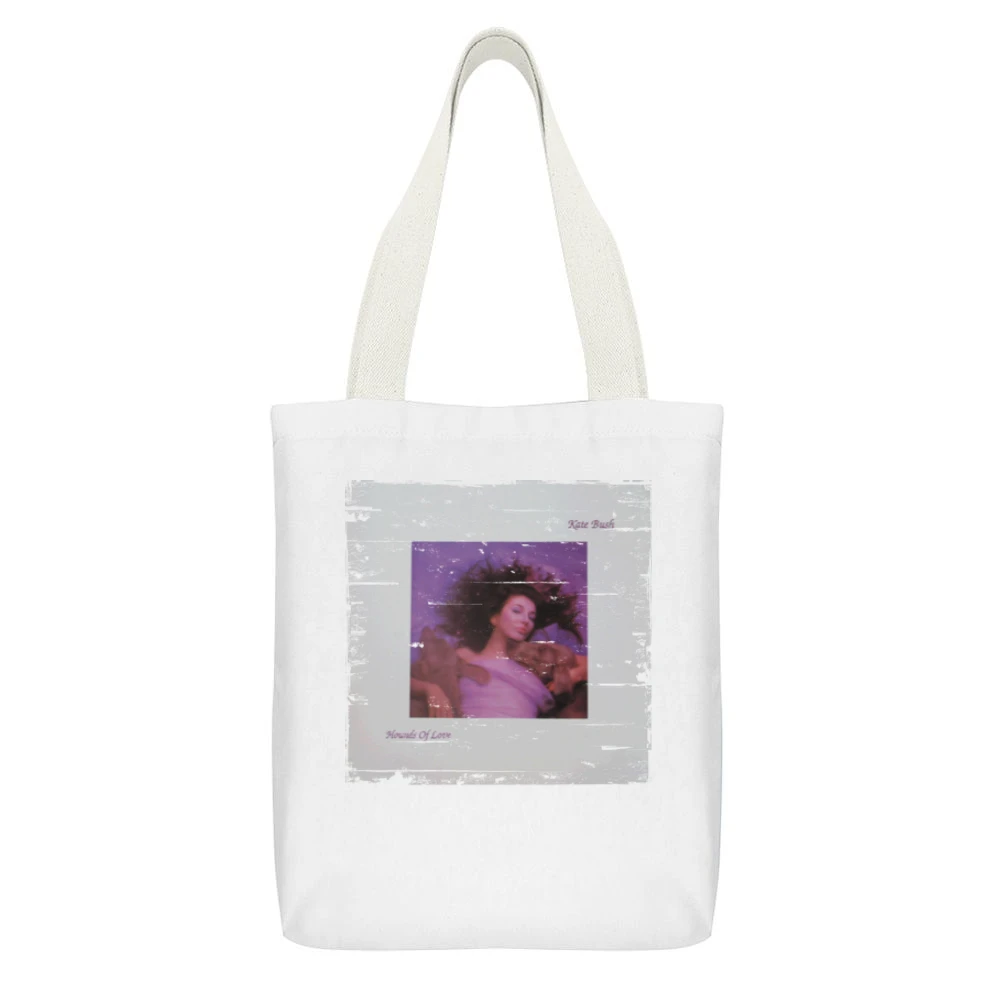 Kate Bush Hounds Of Love Album Cover Distressed Image White Canvas Tote Shopping Bag With Interior Pocket