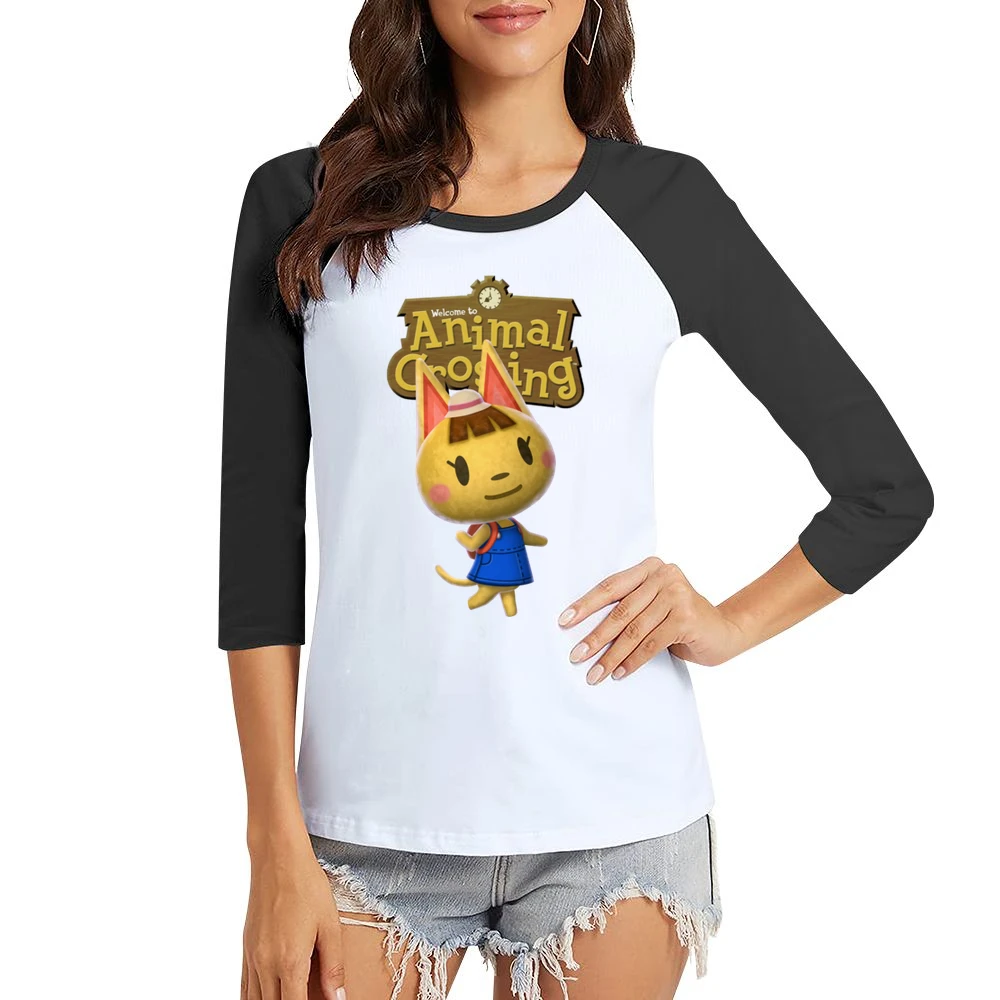 Katie From Animal Crossing Nintendo Video Game Fan Women Ladies 3-4 Sleeve T-Shirt