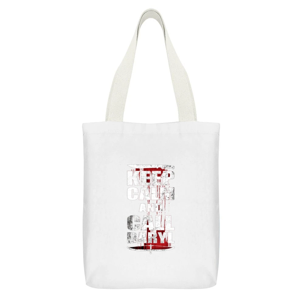 Keep Calm And Call Daryl White Canvas Tote Shopping Bag With Interior Pocket