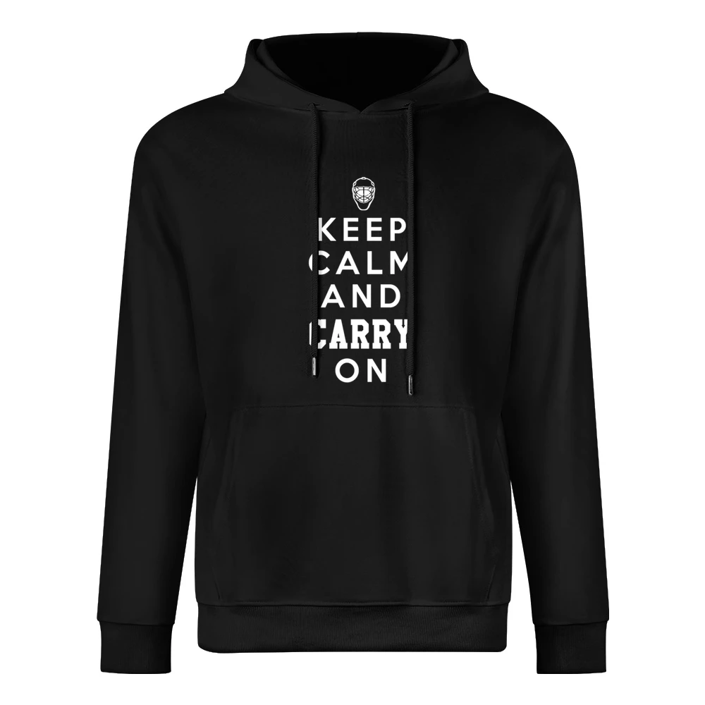 Keep Calm And Carry On Hockey Playoffs Habs Goalie Graphic European Size Men Hoodie