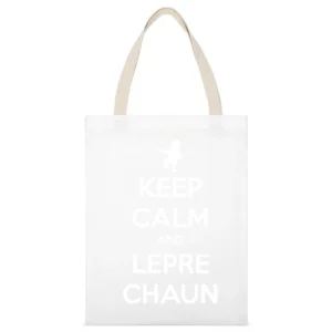 Keep Calm And Leprechaun Funny St Patricks Day White Canvas Tote Shopping Bag