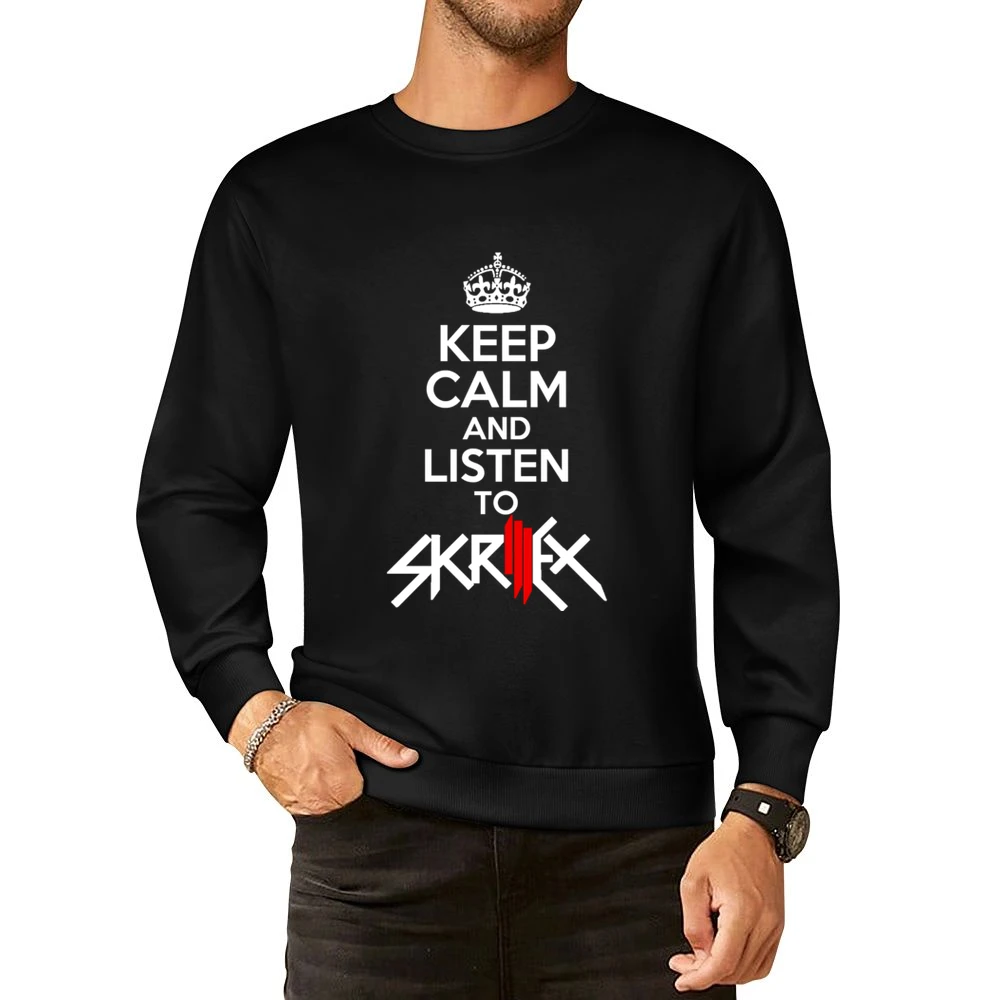 Keep Calm And Listen To Skrillex Fun EDM Music Graphic European Size Pullover Sweater