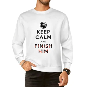Keep Calm and Finish Him Mortal Kombat Funny Video Game European Size Pullover Sweater