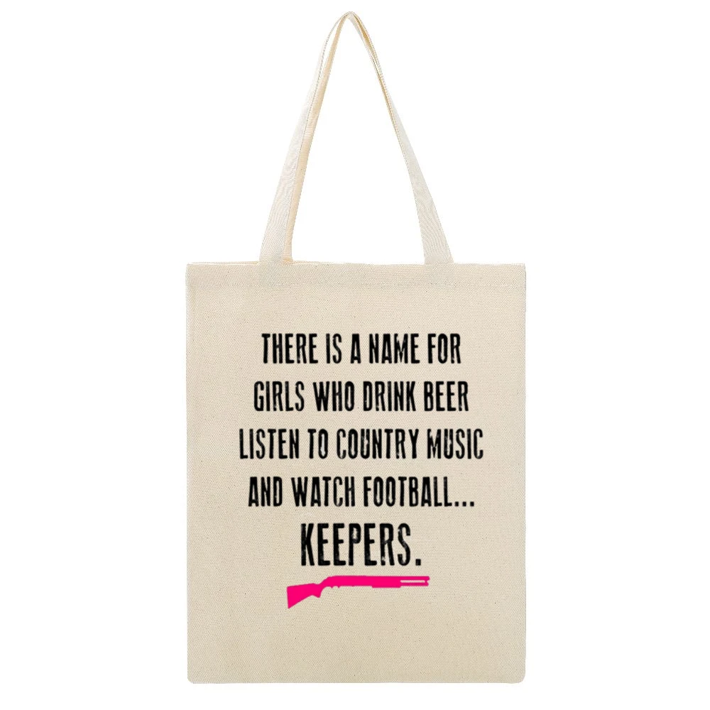 Keepers Tshirt Beige Canvas Tote Shopping Bag