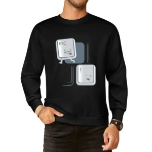 Keyboard computer button esc key Escaping funny European Size Pullover Sweater