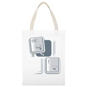 Keyboard computer button esc key Escaping funny White Canvas Tote Shopping Bag
