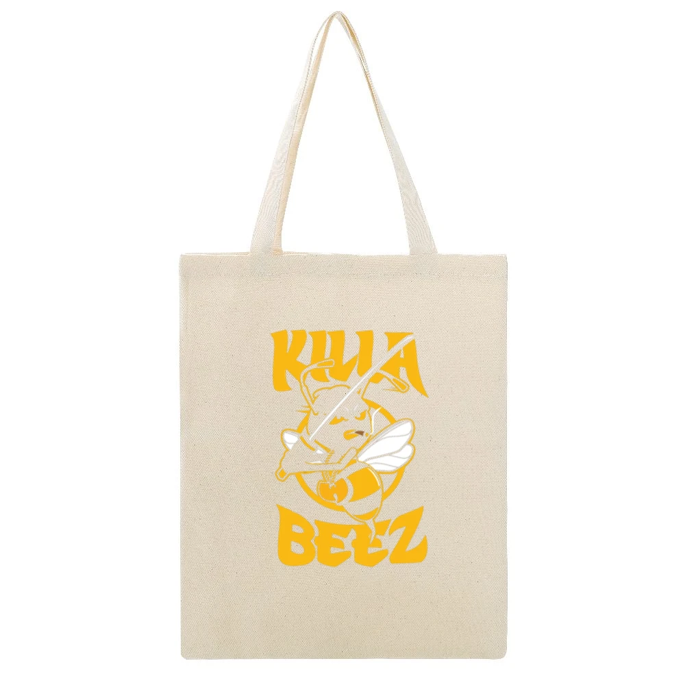 Killa Bees Hip Hop Beige Canvas Tote Shopping Bag