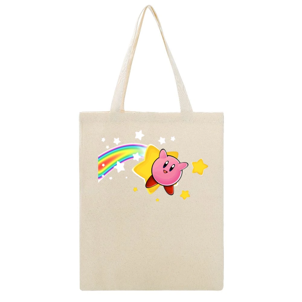 Kirby Video Game Beige Canvas Tote Shopping Bag