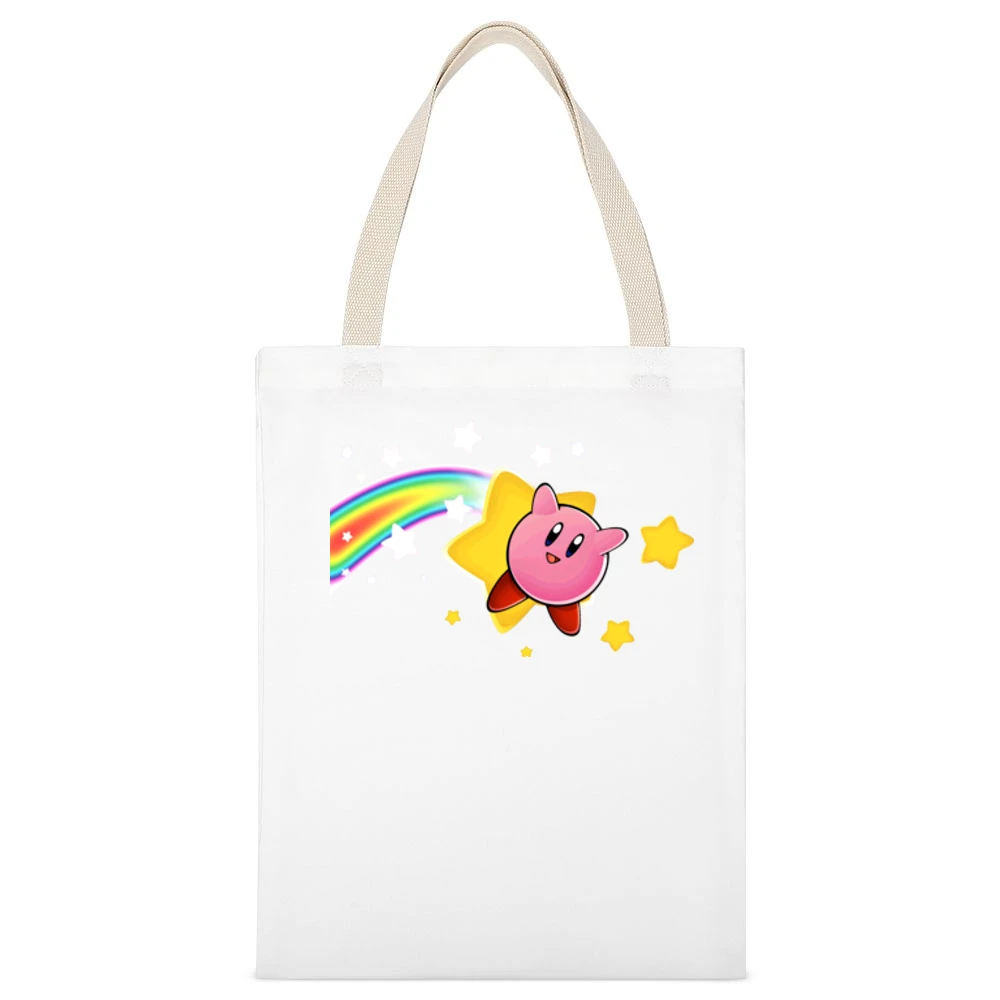 Kirby Video Game White Canvas Tote Shopping Bag
