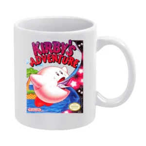 Kirbys Adventure Nes Nintendo Old School Retro Video Game Fan Distress White Mug