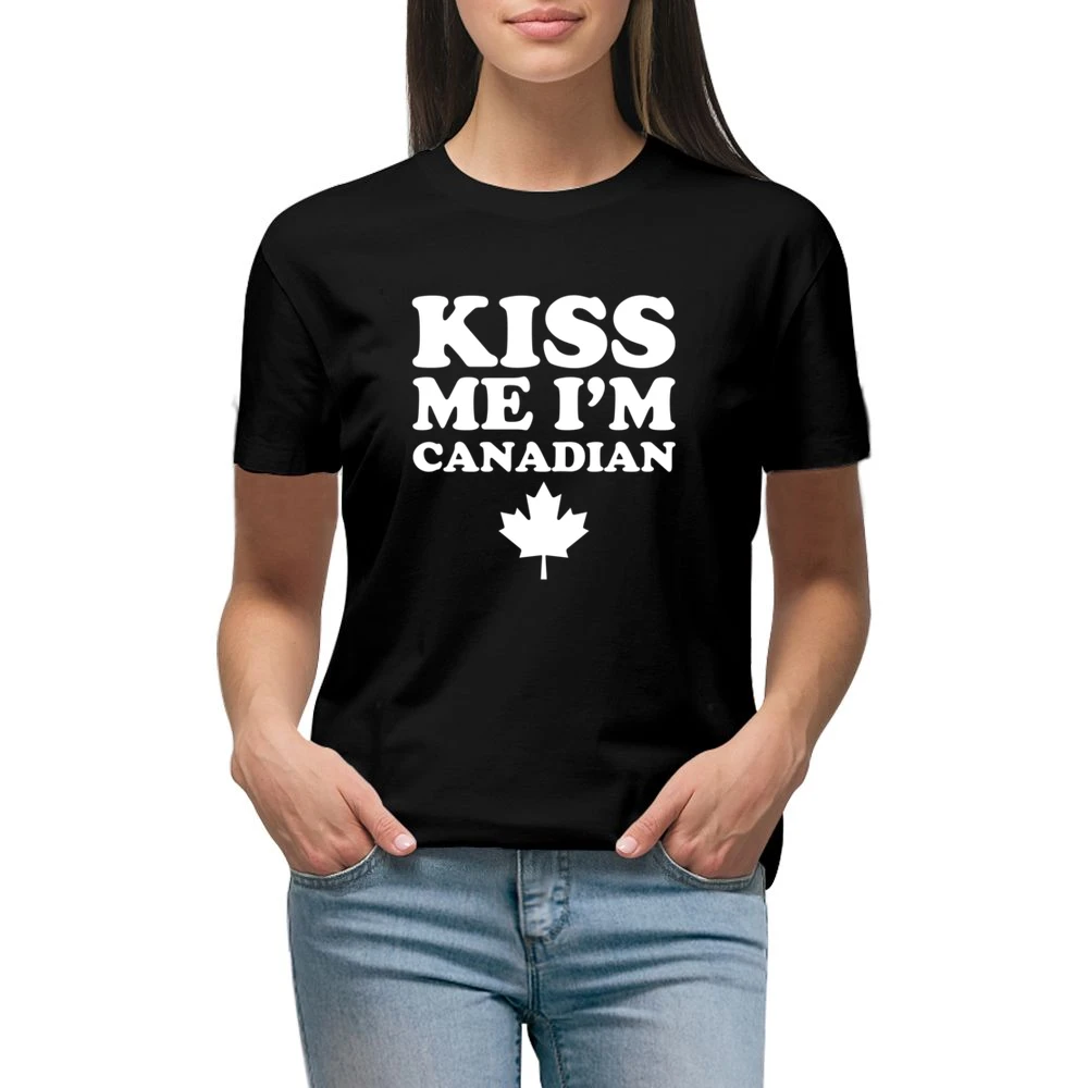 Kiss Me Im Canadian Fun Canada Day Celebrate 150 Maple Leaf Graphic Te Premium Women Ladies T-shirt