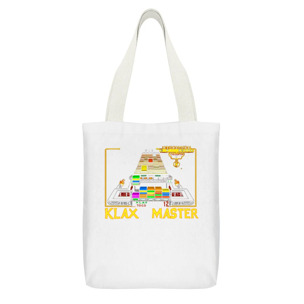 Klax 80s White Canvas Tote Shopping Bag With Interior Pocket