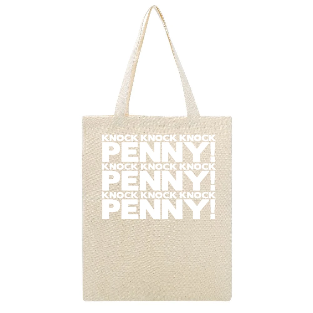 Knock Knock Penny Big Bang Theory TV Beige Canvas Tote Shopping Bag