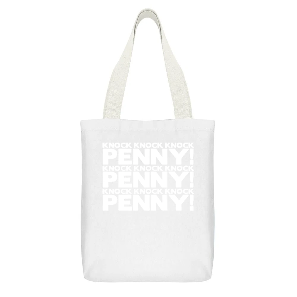 Knock Knock Penny Big Bang Theory TV White Canvas Tote Shopping Bag With Interior Pocket