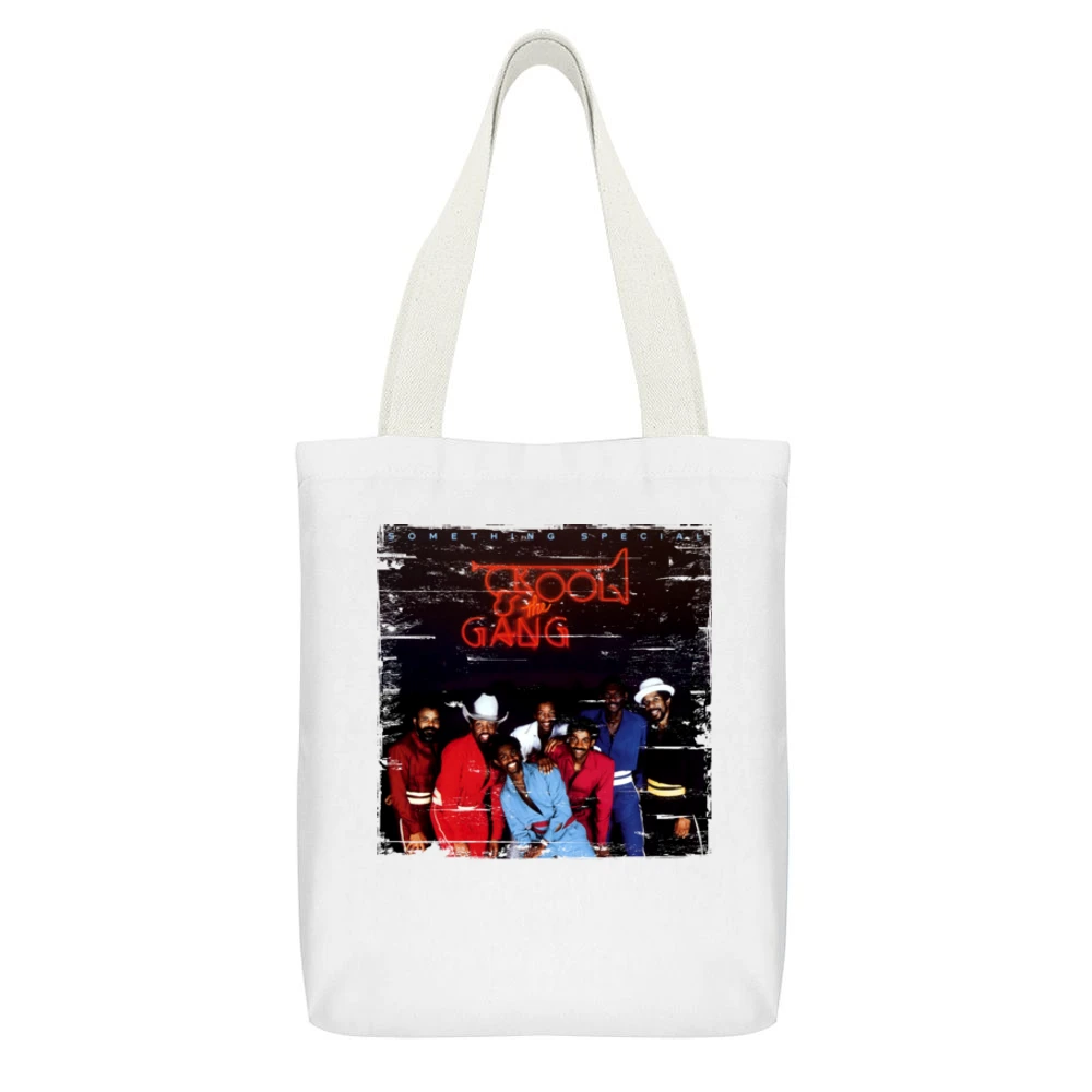 Kool And The Gang Something Special Album Cover Distressed Image T Shi White Canvas Tote Shopping Bag With Interior Pocket