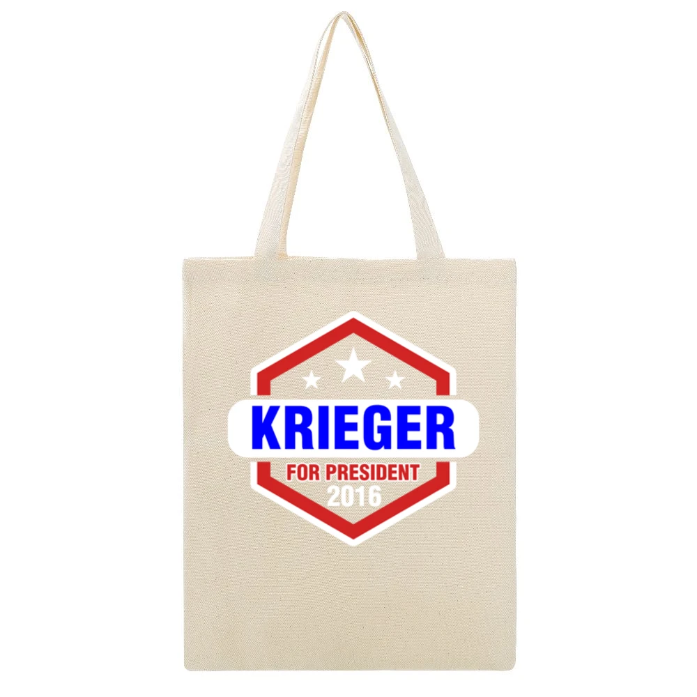 Krieger For President 2016 Archer TV Show Beige Canvas Tote Shopping Bag